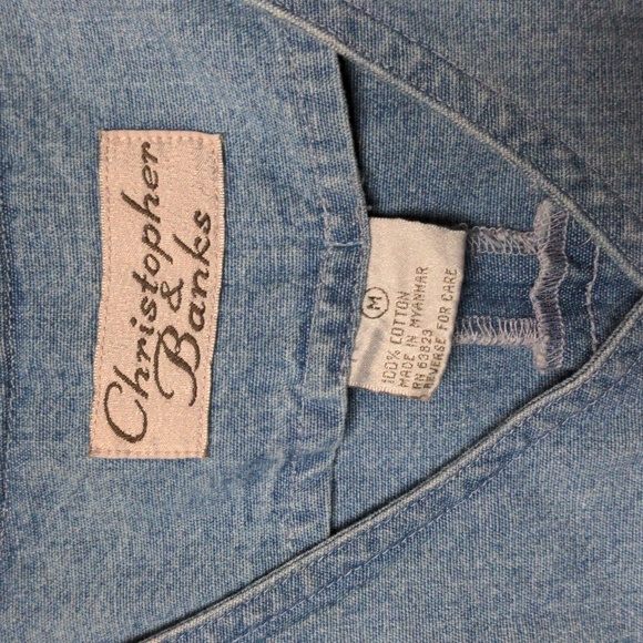 Vintage 90s Denim Button Up Vest Boho Festival Western Cottagecore Sz Medium - Picture 2 of 6